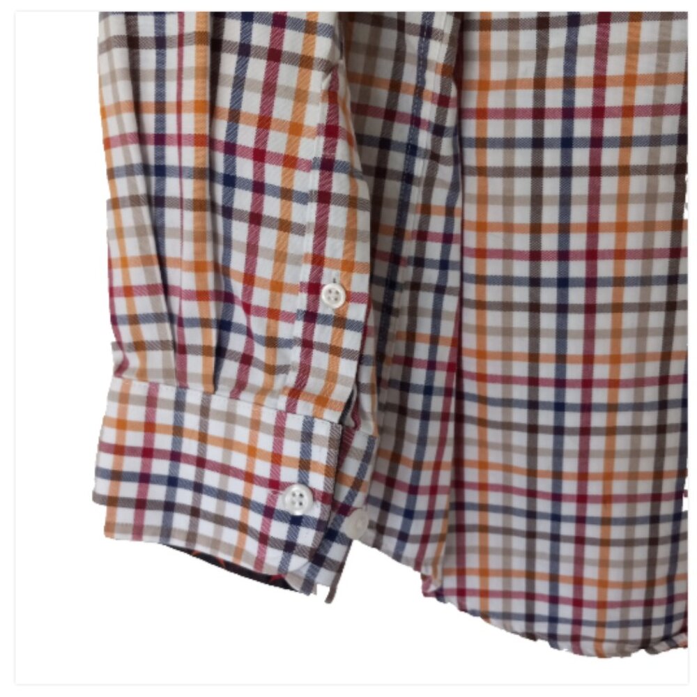 Jimmy Au Beverly Hills Men’s Medium Short Check Shirt Flip Cuff Button Down EUC - Picture 5 of 13